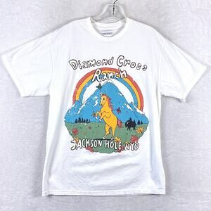 Diamond Cross Ranch Jackson Hole Wyoming TShirt Men L Multicolor Western Cowboy